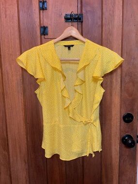 Banana Republic Yellow Ruffled Wrap Top